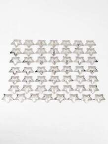 50pcs/pack 3cm Ladies' Five-pointed Star Hair Clips In Bag, Suitable For Daily Use - Silver - View 1