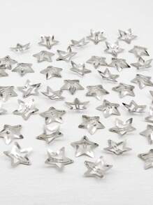 50pcs/pack 3cm Ladies' Five-pointed Star Hair Clips In Bag, Suitable For Daily Use - Silver - View 4