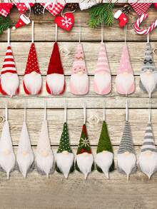 3 件装森林圣诞老人、迷你娃娃、圣诞树吊坠、圣诞节 - 粉色 - 查看 4