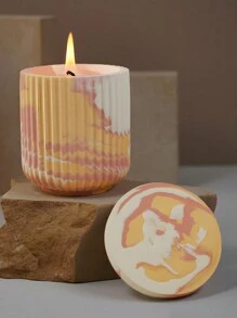 DIY圆柱条纹杯带盖硅胶模具，可制作烛台、圆形收纳盒、花盆、树脂浇铸模具