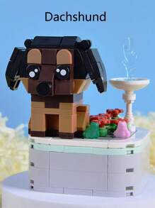 1 件德國牧羊犬和貴賓犬盆栽植物組裝積木,可愛小狗設計裝飾或禮品玩具 - 彩色 - 查看 3