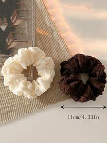 3 dây buộc tóc đơn giản màu đen, trắng, cà phê cho nữ, dây buộc tóc thời trang chất lượng cao, thích hợp sử dụng hàng ngày và khi tắm - Nhiều màu - Xem 2