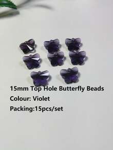 15入組15mm雜色玻璃心型/蝴蝶形吊墜/珠寶製作