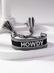 Vòng đeo tay bện đồ họa chữ - Nhiều màu - Xem 3