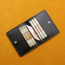 1個女士卡片保持器銀行身份證卡持有人錢包收納袋，輕便而大容量，適用於商務旅行，男女均可使用，還可送給老師、商務和休閒人士 - 黑色 - 查看 4