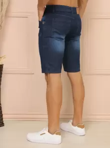 Men Denim Shorts - Rửa tối - Xem 4