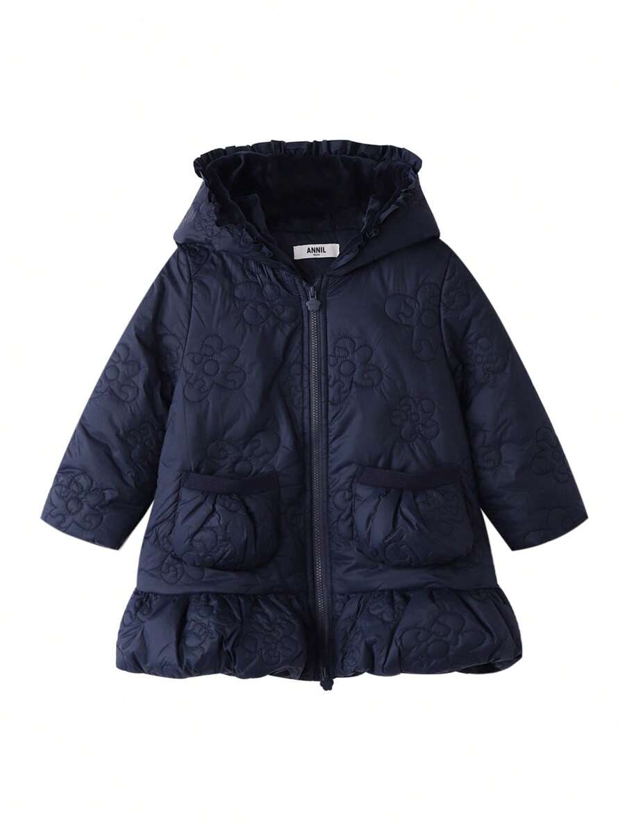 Annil Girls' Mid-Length Coat, Blue