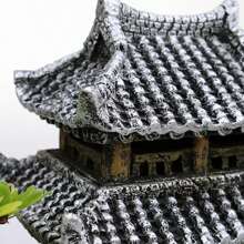 1pc Resin-made Aquarium Decoration Cloud And Crane Tower - Faux Mountain Resin House Building Landscape Ornament For Fish Tank