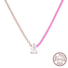 Moonmory 一件時尚真正 925 純銀紅繩吊墜項鍊女式熱藍色繩滴水水晶項鍊首飾聖誕禮物圓形寶石 18k 鍍金 - 圓形寶石 18K 鍍金 - 查看 20