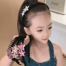 1 pieza Diadema con estrella brillante y strass de niña - Accesorio para el cabello, pasador (Debido a que es hecho a mano, el color y la posición de las estrellas pueden tener ligeras diferencias con respecto a la imagen, entrega aleatoria)
