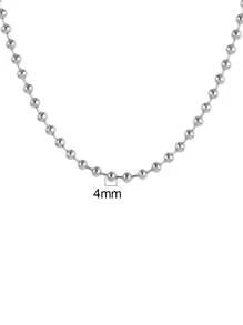 1 pièce Collier chaîne à perles en acier inoxydable pour femmes, couleur or, collier chaîne à boules rondes, bijoux ras-du-cou