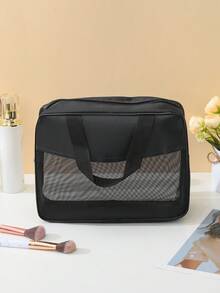 Fashionable & Simple Large Capacity Pvc Drip-proof Travel Cosmetic Toiletry Bag With Zipper - Black - View 2