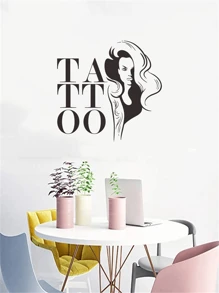 1pc Tattoo Vinyl Wall Sticker - Perfect for Tattoo Studios and Body Art Decorations - Black - View 3