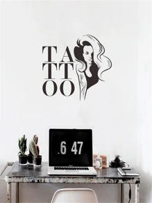 1pc Tattoo Vinyl Wall Sticker - Perfect for Tattoo Studios and Body Art Decorations - Black - View 4