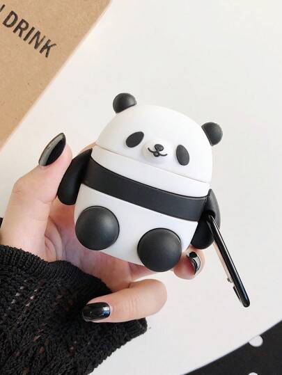1个可爱熊猫硅胶1/2蓝牙耳机保护套