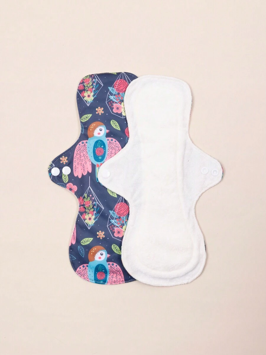 2 PIEZAS Toallas sanitarias reutilizables para niña con diseño de arcoíris de fibra de bambú de 18*30cm - Multicolor - Ver 1