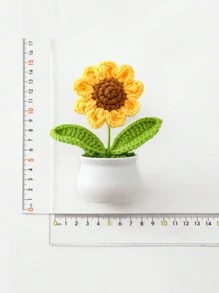 1 件彩色手工編織向日葵盆栽適合 Diy 工藝、針織、仿真花裝飾、禮品 - 彩色 - 查看 4