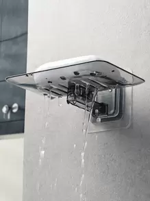 1個透明無痕肥皂盤,壁掛式水晶肥皂盤,無衝擊肥皂盤,防滴肥皂盤 - 灰色 - 查看 1