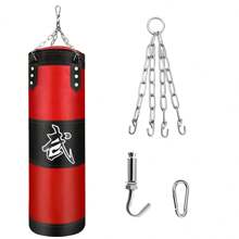 1套150公分成人通用散打掛拳包拳擊訓練牛津布沙包套裝 - 紅色 - 查看 2