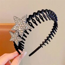 1 pieza Diadema con estrella brillante y strass de niña - Accesorio para el cabello, pasador (Debido a que es hecho a mano, el color y la posición de las estrellas pueden tener ligeras diferencias con respecto a la imagen, entrega aleatoria)