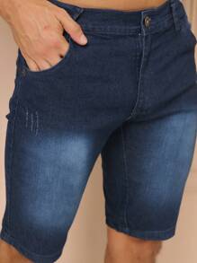 Men Denim Shorts - Rửa tối - Xem 5