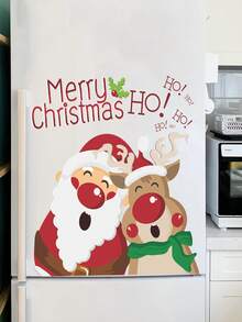 1張聖誕老人和馴鹿玻璃裝飾牆貼紙 - 彩色 - 查看 5