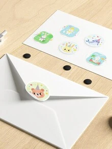 1 捲卡通兔、海豚和動物勵志貼紙,3.8 公分 250 張 - 彩色 - 查看 1