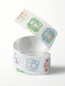 1 捲卡通兔、海豚和動物勵志貼紙,3.8 公分 250 張 - 彩色 - 查看 2