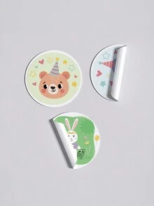 1 捲卡通兔、海豚和動物勵志貼紙,3.8 公分 250 張 - 彩色 - 查看 3