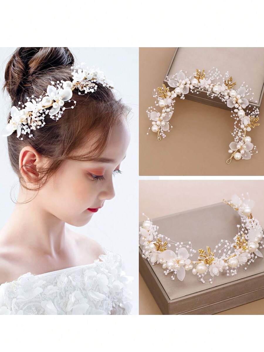 1PC Teen's Garland Headband Girl's Head Flower Headband - Gold - View 1