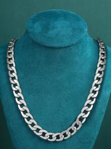 2pcs/set Minimalist Circle Link Chain Necklace & Bracelet Set For Men, Daily Wear - White - View 2