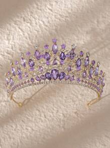 1pc Women'S Classic Fashionable Aligned Color Rhinestone Bridal Wedding Crown Headband For Prom Party - Multicolor - View 1