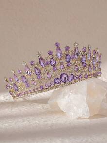 1pc Women'S Classic Fashionable Aligned Color Rhinestone Bridal Wedding Crown Headband For Prom Party - Multicolor - View 3