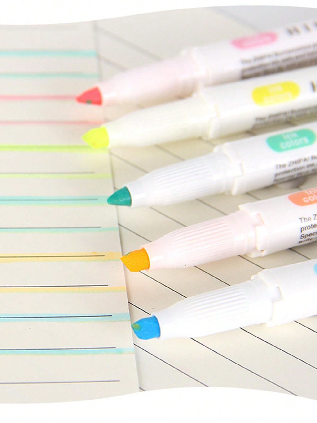 5 Colors/box Double Headed Highlighter Pen Set Fluorescent Markers