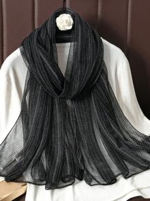1條女士簡約時尚黑白金絲多用途圍巾,適用於戶外和派對 - 黑色 - 查看 2