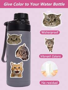 50入組可愛貓貼紙,防水,殘渣移動 - CAT-3 - 查看 6