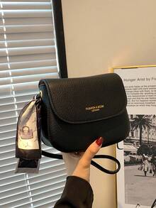 時尚簡約馬鞍包斜挎包,小尺寸 - 黑色 - 查看 5