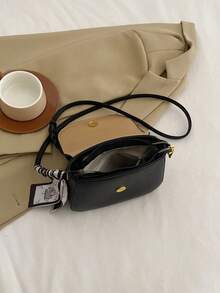 時尚簡約馬鞍包斜挎包,小尺寸 - 黑色 - 查看 7