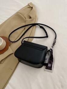 時尚簡約馬鞍包斜挎包,小尺寸 - 黑色 - 查看 8