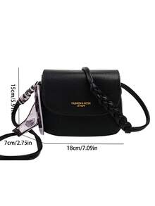 時尚簡約馬鞍包斜挎包,小尺寸 - 黑色 - 查看 9