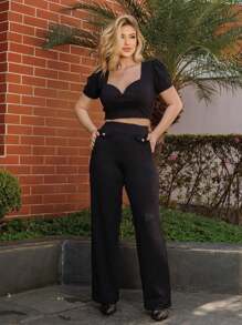 Women Two-piece Outfits - màu đen - Xem 1