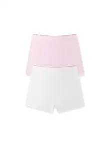 Annil Girls' Flat Angle Underwear 2 Packs Modal Woven Seamless Four Corner Bottoms For Breathability - Pink - View 1