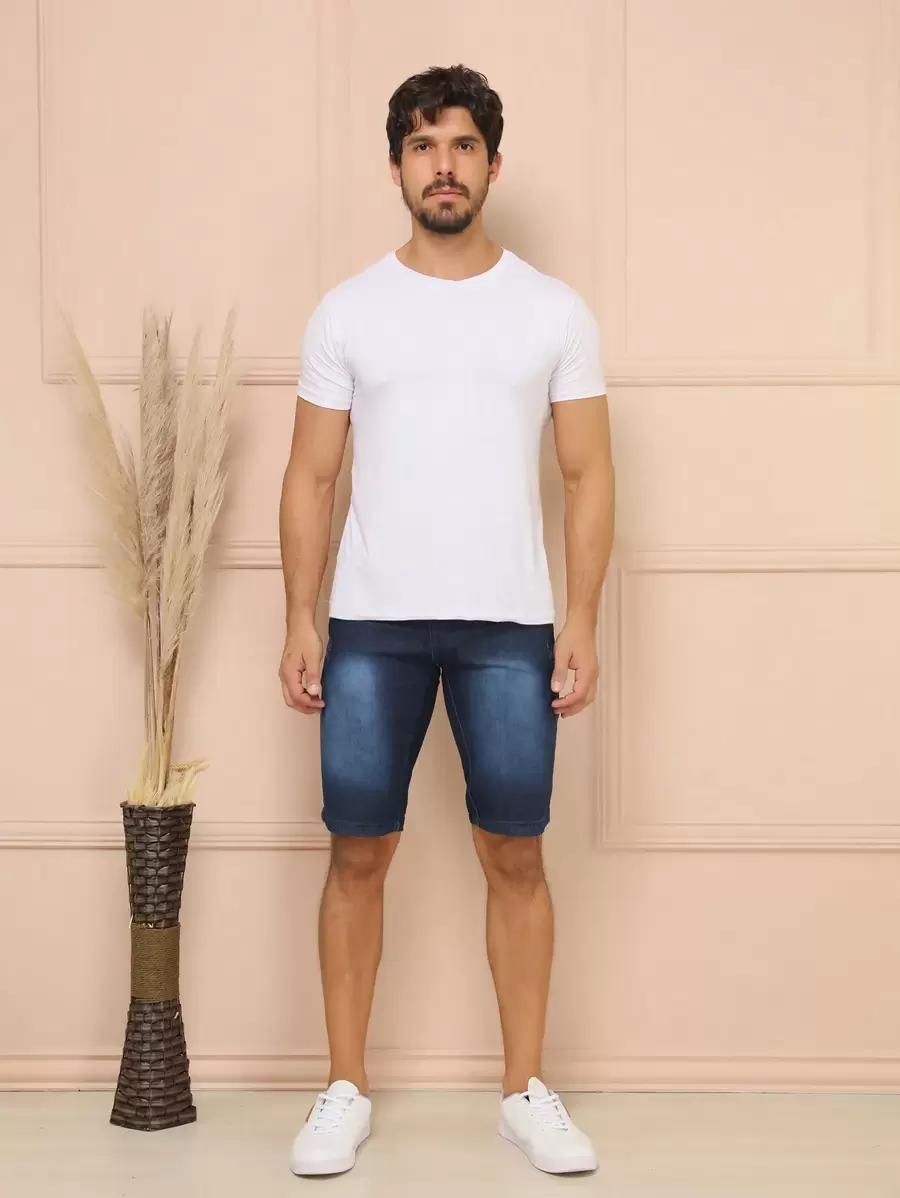 Men Denim Shorts - Rửa tối - Xem 1