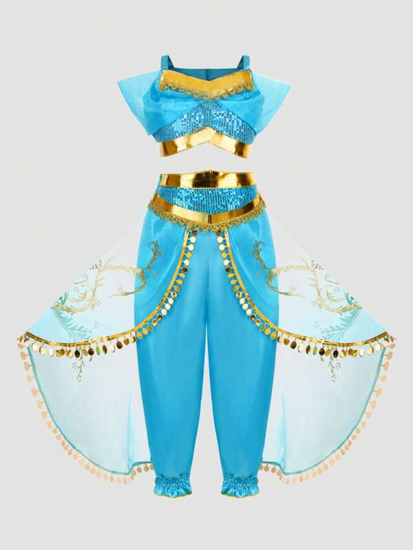 Young Girl Fashion Party Top And Pants Set