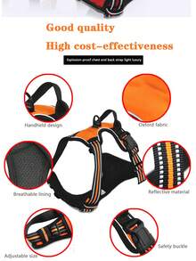 1套/2入組可調節尼龍無拉力狗狗背心套 & 牵引绳套裝,反光带适合大/中型犬 - 粉色 - 查看 4