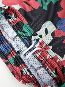 1pc Men's Sports Printed Mesh Shorts - Green - View 7