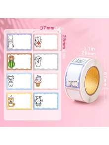 350 件/卷卡通裝飾姓名標籤貼紙防水自粘貼紙用於分類書籍 - 隨機圖案