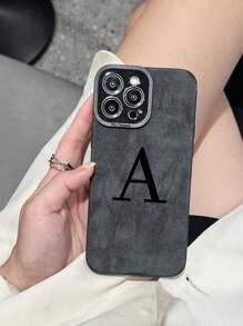 1 Ốp lưng điện thoại bằng da TPU họa tiết chữ in hoa màu xám đậm tương thích với iPhone11 12 13 14ProMax 15 15pro 15plus 15promax tương thích với 16 16Pro 16Plus 16Promax tương thích với Samsung A12 A13 A14 A21S A24 A32 A34 A50 A52 A54 A71 A73 - Nhiều màu - Xem 2