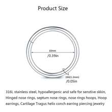 1Pair 16G Nose Ring Hoop, Stainless Steel Hinged Nose Ring Septum Clicker Septum Piercing Jewelry Tragus Helix Cartilage Daith Rook Earring Piercing Jewelry for Women Men - Black - View 3