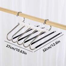 1pc 5-Layer Stainless Steel Pants Hanger, Multifunctional Wardrobe Organizer With Anti-Slip And Anti-Tilt Design - Black - View 3